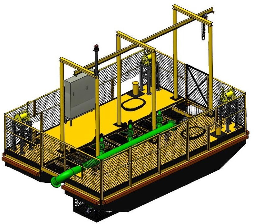 Diseño, fabricación y montaje pontón flotante para bombas de captación de agua